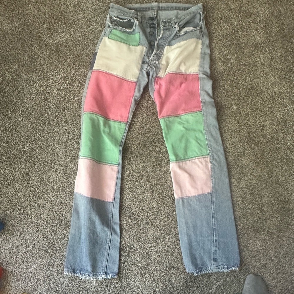 Levi's Multicolor Patchwork Straight Leg Jeans - image 5